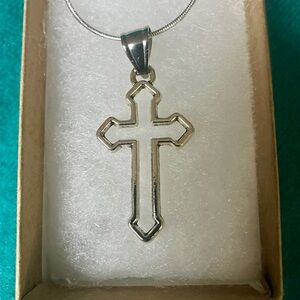 Elegant Silver Cross Pendant Necklace
